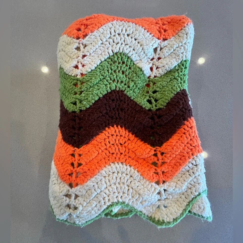 Vintage Handmade Crochet Afghan Approximately 65”x49” 70’s Boho Vibe